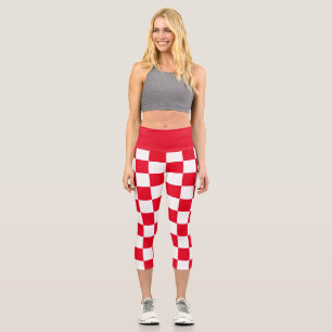 Leggings Capri À damiers géométrique croate moderne rouge