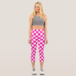 Leggings Capri à damiers rose et blanc