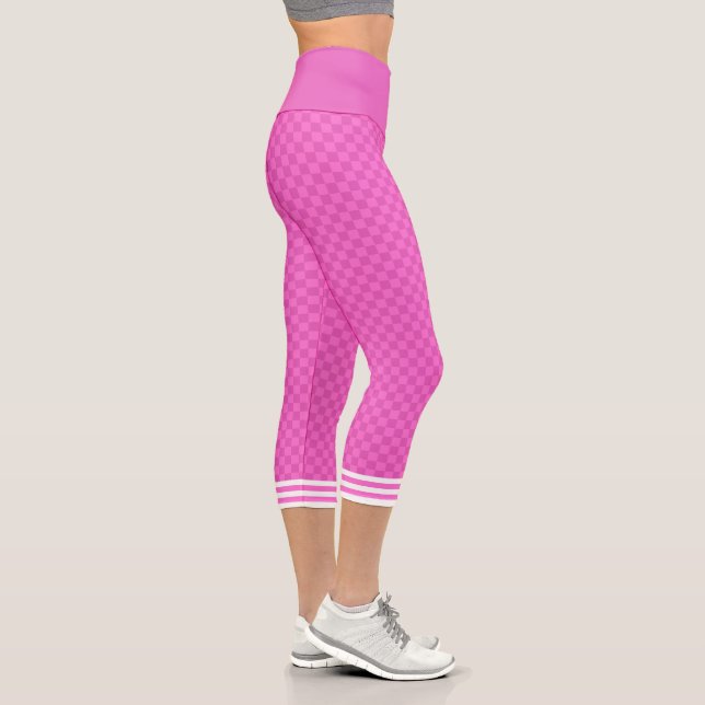 Leggings Capri à damiers Vintage rose néon (Droite)