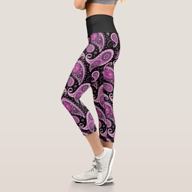 Leggings Capri à motifs Paisley Violet (Gauche)