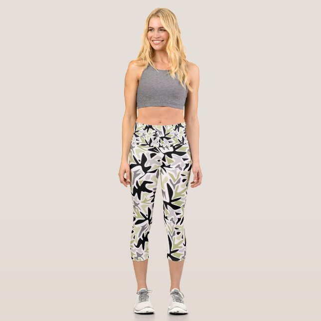 Leggings Capri Abstract, Black and Green, Youth, Modern, Creative (Recto)