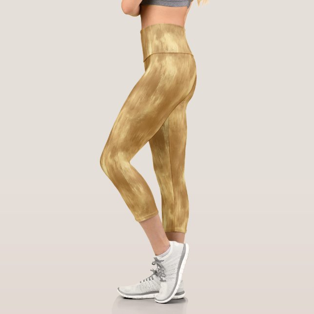 Leggings Capri Abstract Brushed Gold Texture (Gauche)