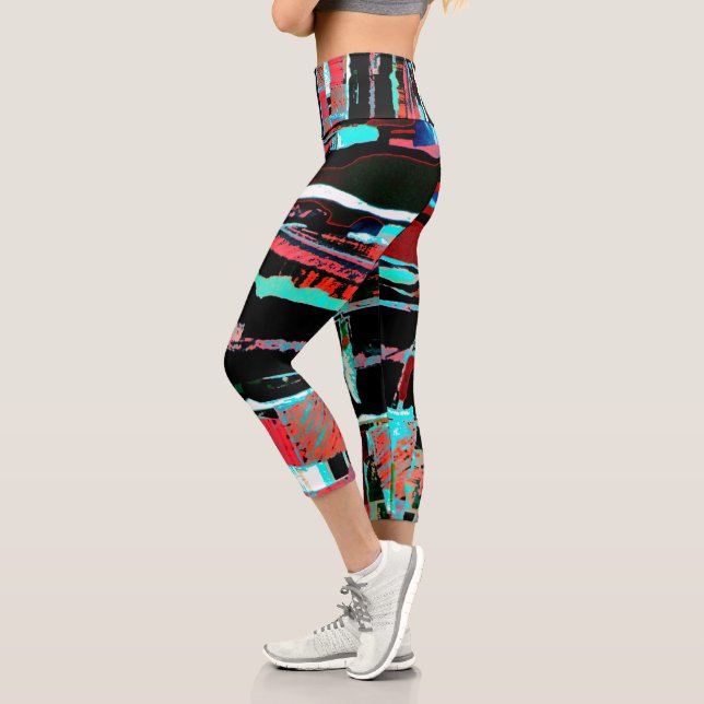 Leggings Capri Abstract Freedom – Custom High Waisted Yoga Capris (Gauche)