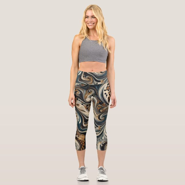Leggings Capri Abstract Leopard Print Swirl (Recto)