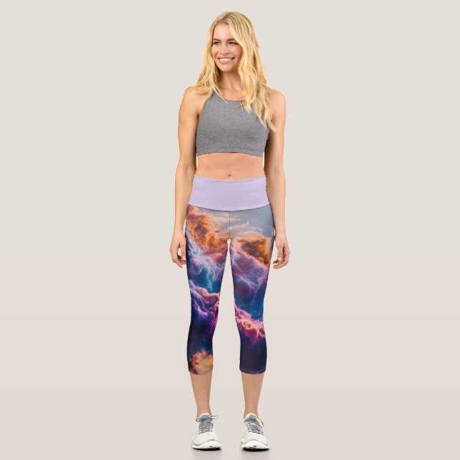 Leggings Capri Abstract Space Nebula Art - Colorful Cosmic (Recto)