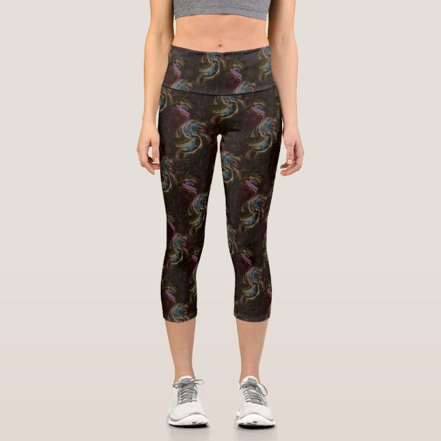 Leggings Capri Abstrait atomique noir rétro (Recto)