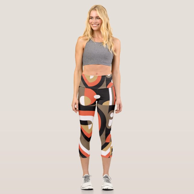 Leggings Capri Abstrait géométrique : Conception futuriste de l'o (Recto)