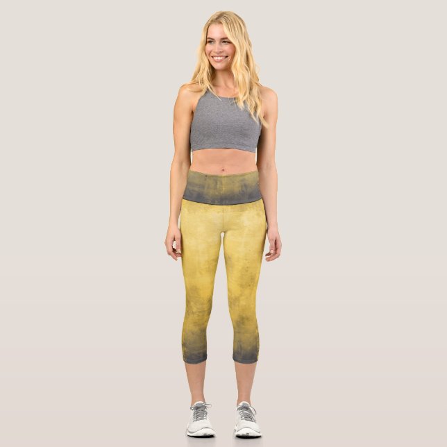 Leggings Capri Abstrait gris jaune simple (Recto)