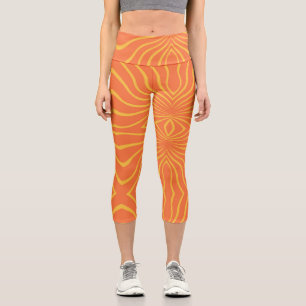 Leggings Capri Abstrait Jaune Et Orange