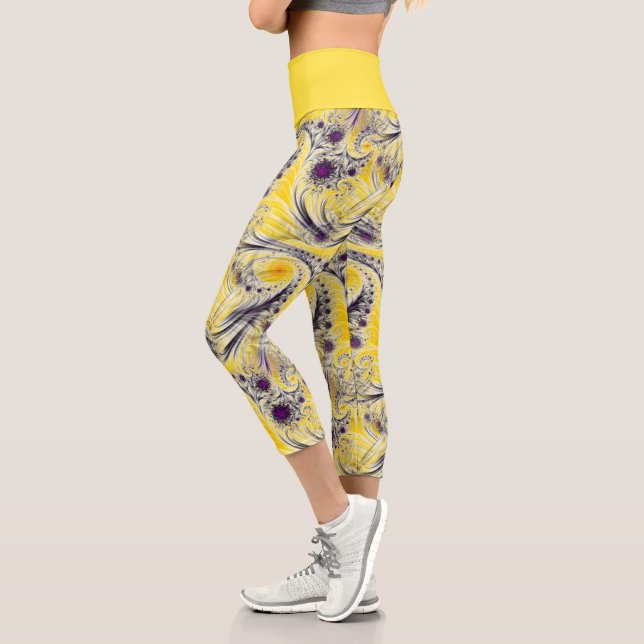 Leggings Capri Abstrait Jaune Fractal Art (Gauche)