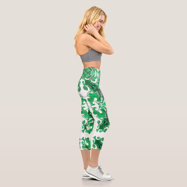 Leggings Capri Abstrait mandala vert élégant papillon (Droite)