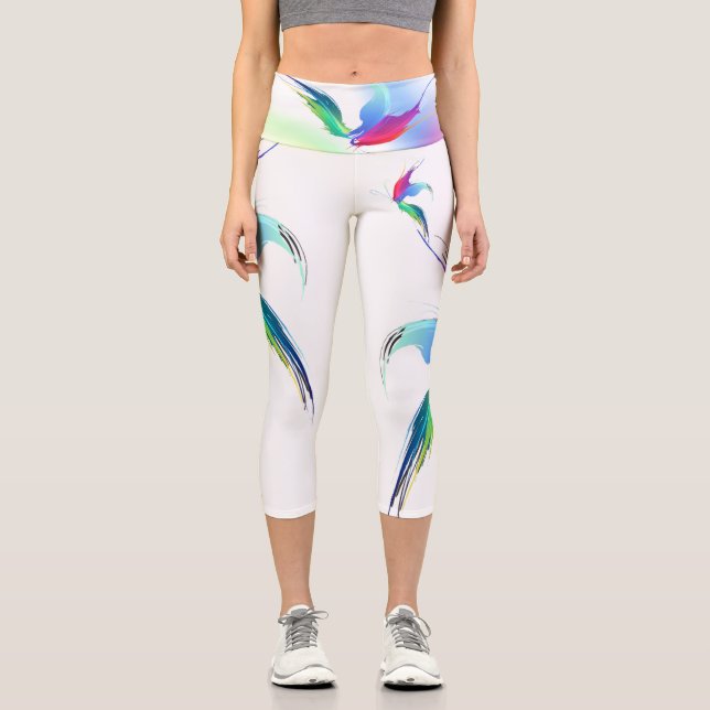 Leggings Capri Abstrait Peinture à papillon arc-en-ciel (Recto)