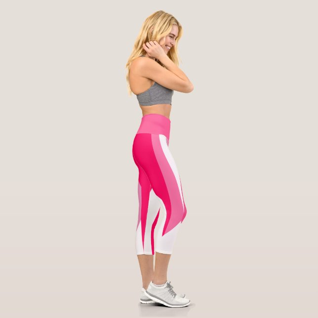 Leggings Capri Abstrait rose et blanc (Droite)