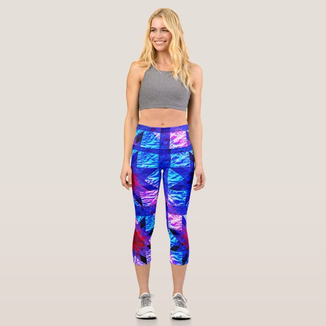 Leggings Capri abstrait vif et sourd (Recto)
