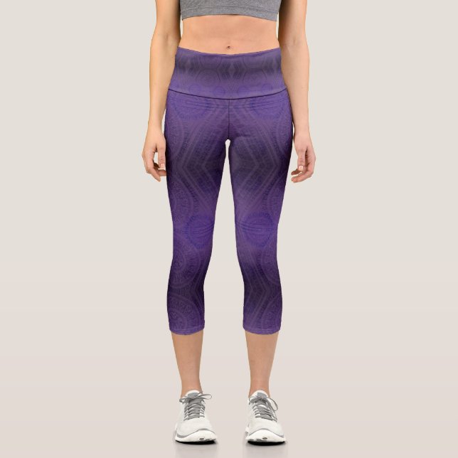Leggings Capri Acceptation | Médaillons de méditation violette (Recto)