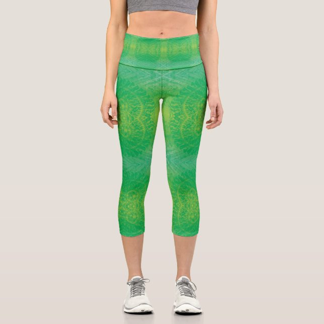 Leggings Capri Acceptation | Médaillons de saumons jaunes bleus (Recto)
