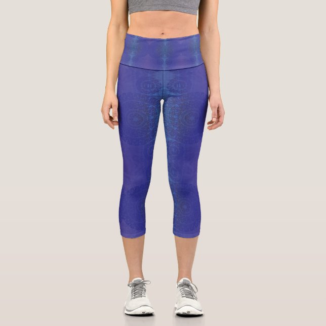 Leggings Capri Acceptation | Médaillons de violet violet bleu Ind (Recto)