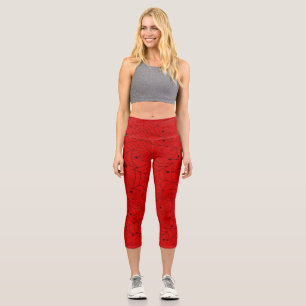 Leggings Capri acide d'araignée halloween rouge