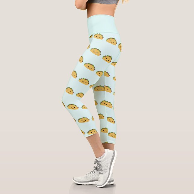 Leggings Capri Adorable sourire kawaii taco (Gauche)