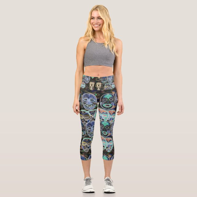 Leggings Capri African Masks V1 (Recto)