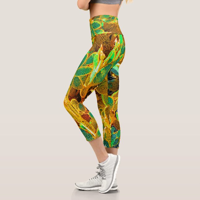 Leggings Capri Afrique Désert Cactus Plantes Prickly Pear (Gauche)