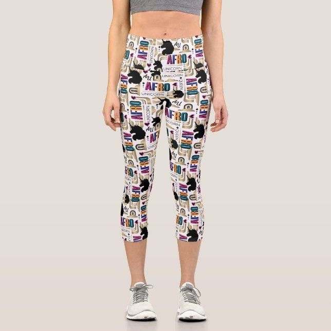 Leggings Capri Afro Unicorn Bold Motif (Recto)