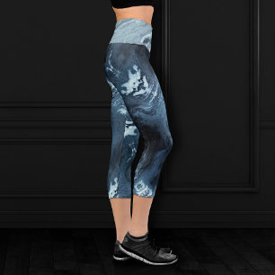 Leggings Capri Agate Turquoise cristallisée   Pierre marbrée noir