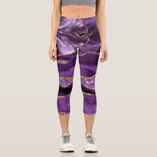 Leggings Capri Agate Violet Parties scintillant Or Géode Votre No