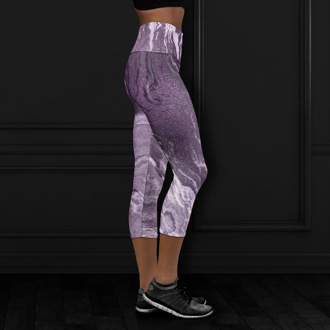 Leggings Capri Agate violette cristallisée | Moody Marbled Stone (Créateur téléchargé)