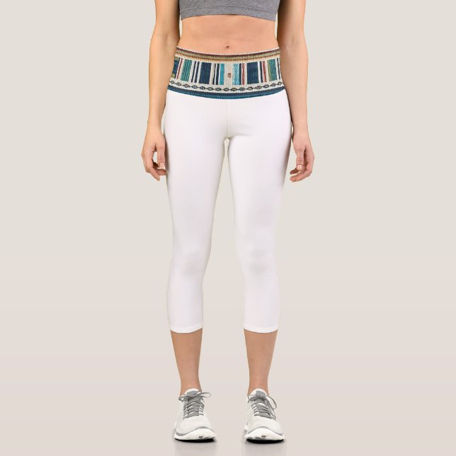 Leggings Capri « AGUA BAND / BLANC » Capris taille haute  (Recto)