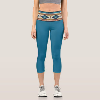 Leggings Capri "AGUA BAND / TEAL" High Waisted Capris 