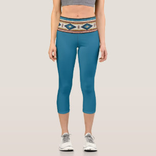 LEGGINGS CAPRI "AGUA BAND/TEAL" PANTALON CAPRI HISPANIC-HERITAGE