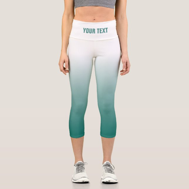 Leggings Capri Ajouter Votre Texte Ou Votre Nom Femmes Turquoises (Recto)