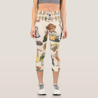 Leggings Capri Alice au Pays des Merveilles, Papier Doll Vintage