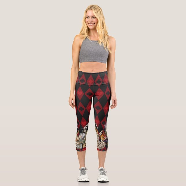 Leggings Capri Alice Aventures avec le Chat de Cheshire Fou de Wo (Recto)