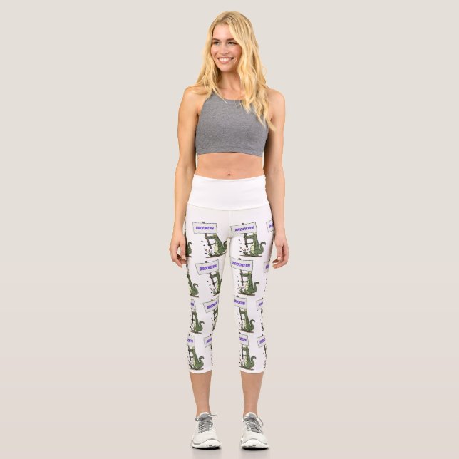 Leggings Capri Aligator de crocodile drôle avec dessin animé (Recto)