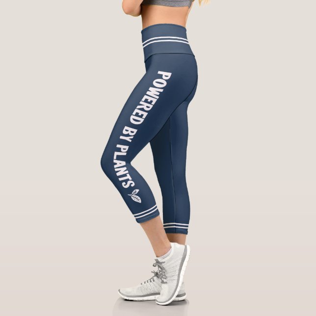 Leggings Capri Alimenté par plante Vegan bleu minimal (Gauche)