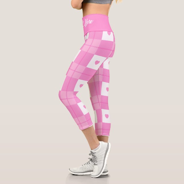 Leggings Capri Amour moderne Plaid Pink Heart Collection (Gauche)