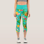 Leggings Capri Ananas tropical Floral Nom personnalisé<br><div class="desc">Ce design moderne présente un motif floral d'ananas tropical avec votre nom personnalisé. Personnalisez en éditant le texte dans la zone de texte fournie #leggings #vêtements #cadeaux #fitness #sports #fitnessvêtements #fashion #fashion #style #stylish #tendance #floral</div>
