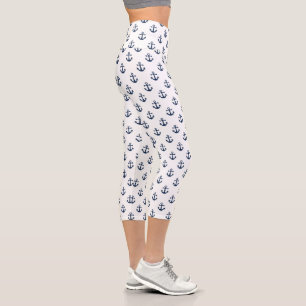 Leggings Capri Ancrage bleu marine nautique sur un arrière - pla