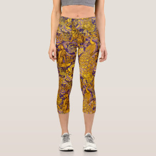 LEGGINGS CAPRI ANIMAL FORESTIER, FOX, PEACOCK, HARE OR PURPLE FLO