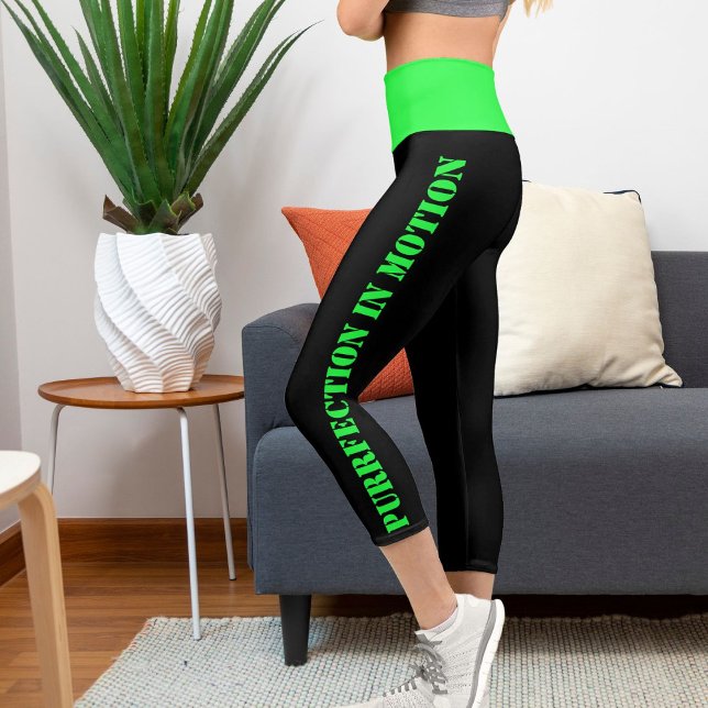 Leggings Capri Animaux de compagnie personnalisés Green Black Gru (Créateur téléchargé)