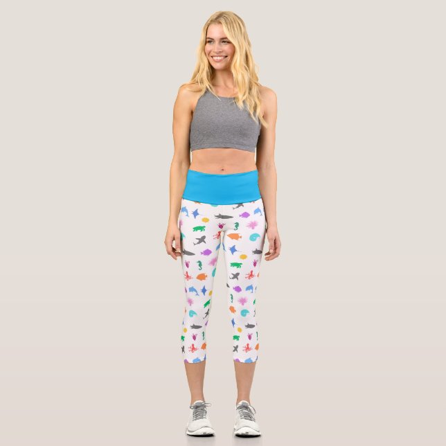 Leggings Capri Animaux marins à motifs (Recto)