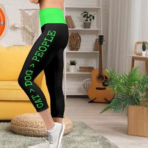 Leggings Capri Animaux Personnalisés Green Black Grunge Edgy Look