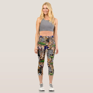 Leggings Capri Animaux sauvages de la Savane africaine