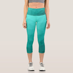 Leggings Capri Aqua Turquoise Gradient Motif géométrique
