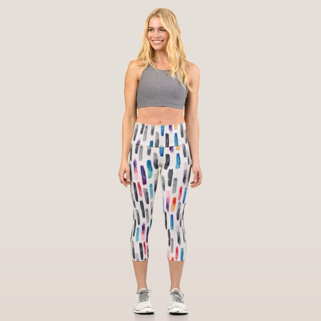 Leggings Capri Aquarelle brosse, coloré et transparent (Recto)