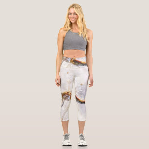 Leggings Capri Aquarelle de libellule Pastel Arrière - plan blanc