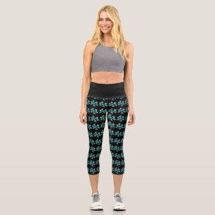 Leggings Capri Aquarelle Flèche de neige bleu noir hiver