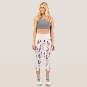 Leggings Capri Aquarelle lavande et conception de points